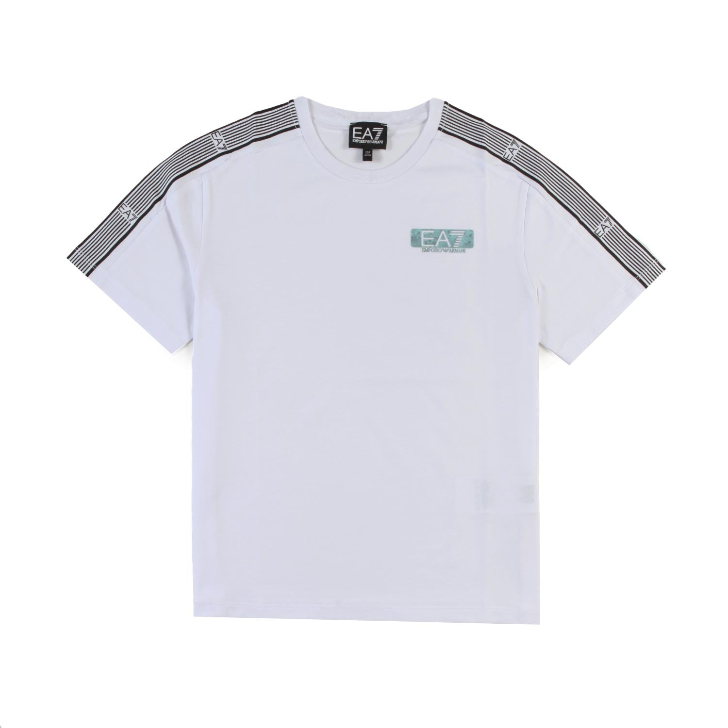 T-shirt bianca con logo EA7 laminato verde - annameglio.com abbigliamento moda