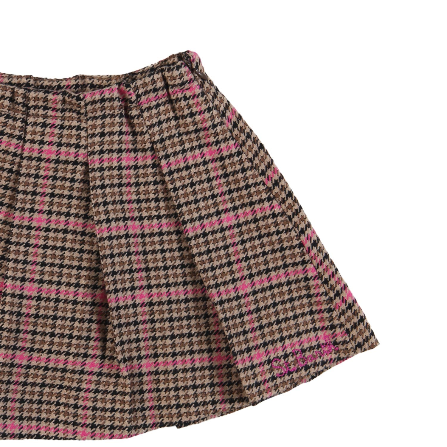 Gonna MC2 pied de poule beige con finiture rosa - annameglio.com abbigliamento moda