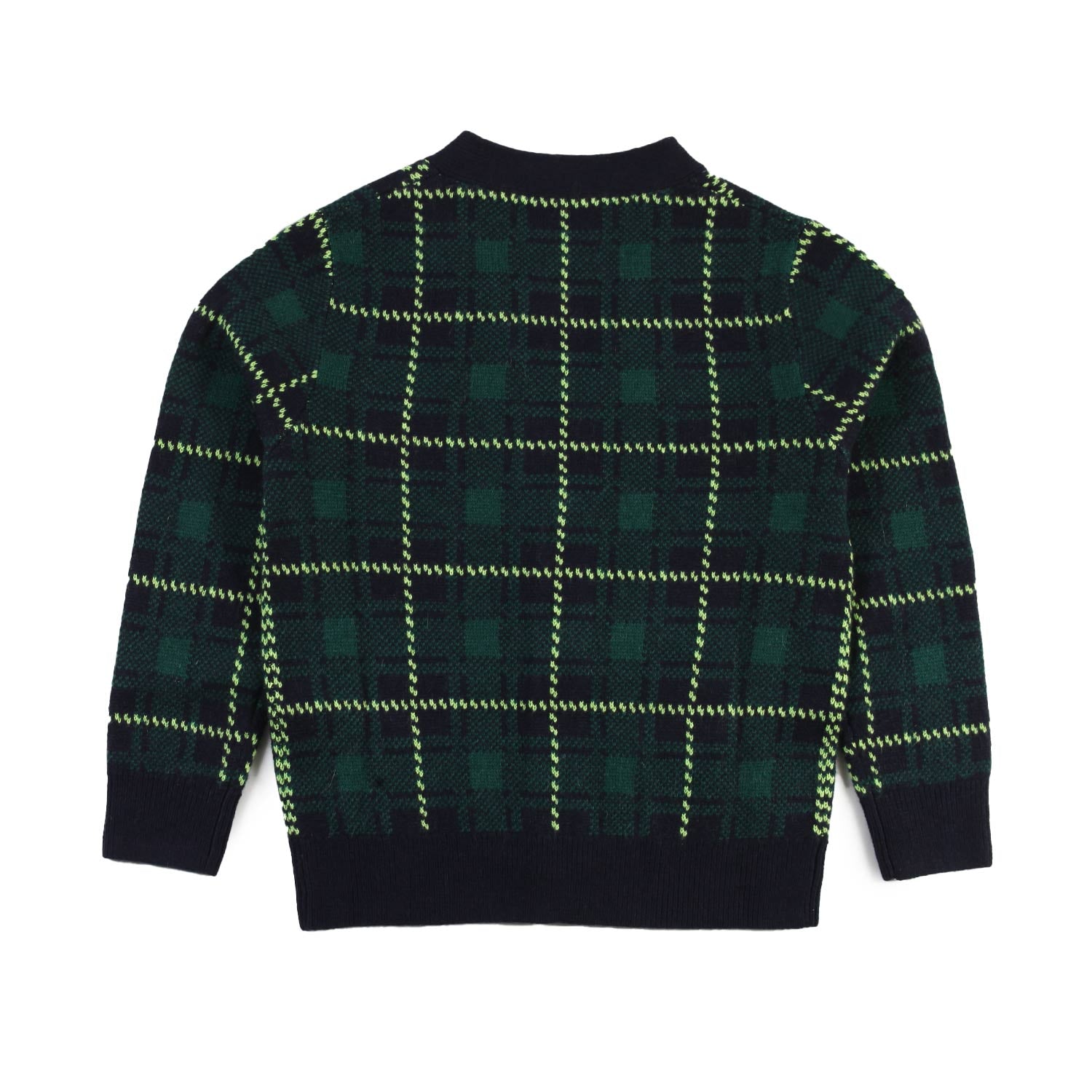 Cardigan MC2 tartan verde e blu con dettagli lime - annameglio.com abbigliamento moda