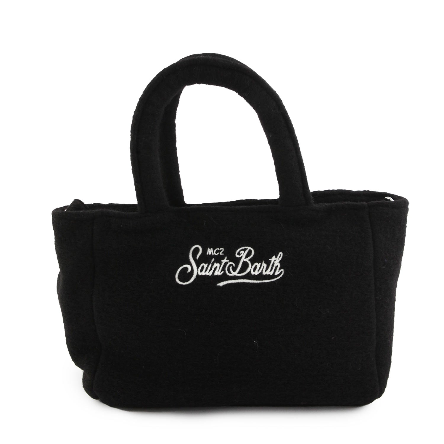 Borsa Clarine nera con logo Saint Barth bianco - annameglio.com abbigliamento moda