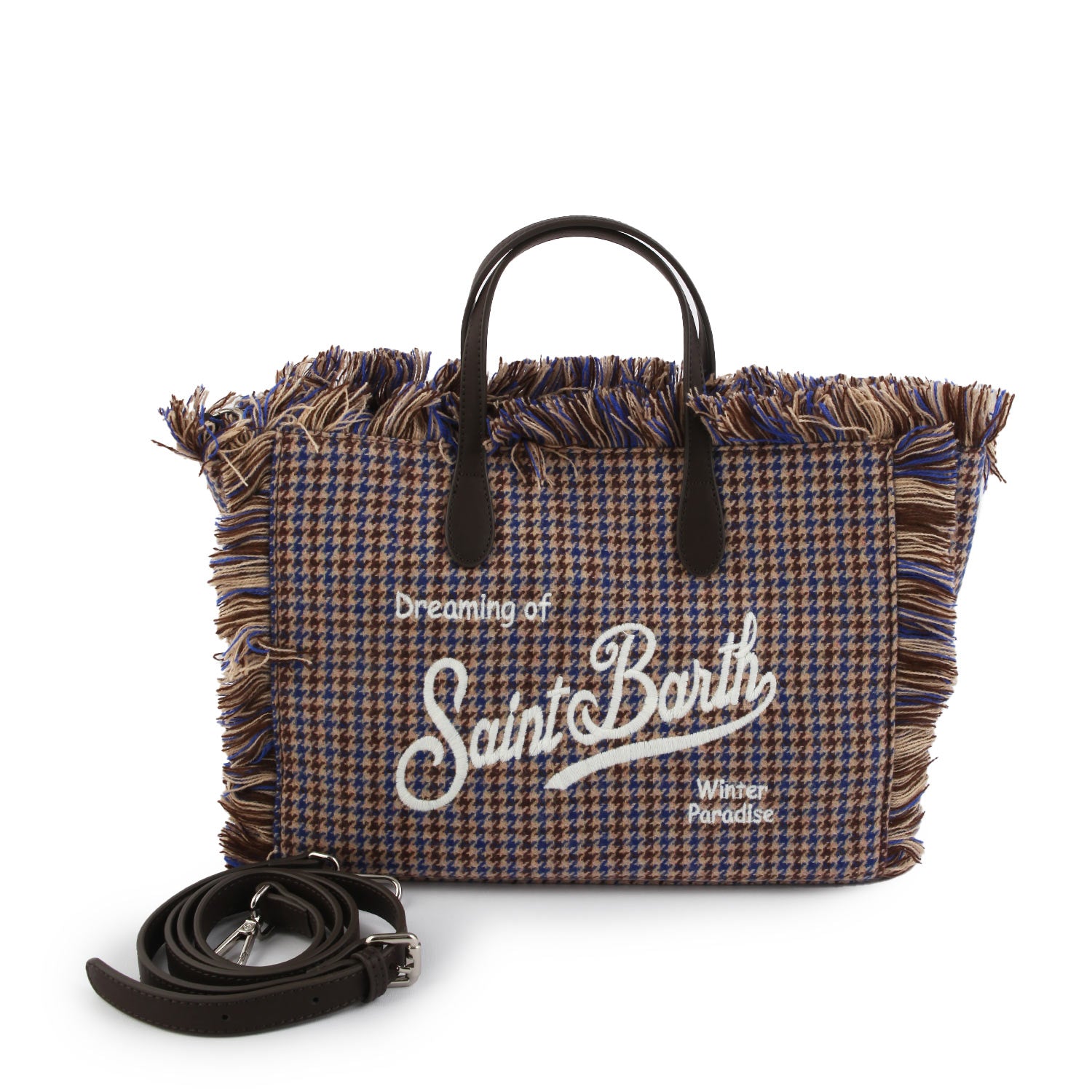 Borsa Colette Pied De Poule Soft beige e blu - annameglio.com abbigliamento moda