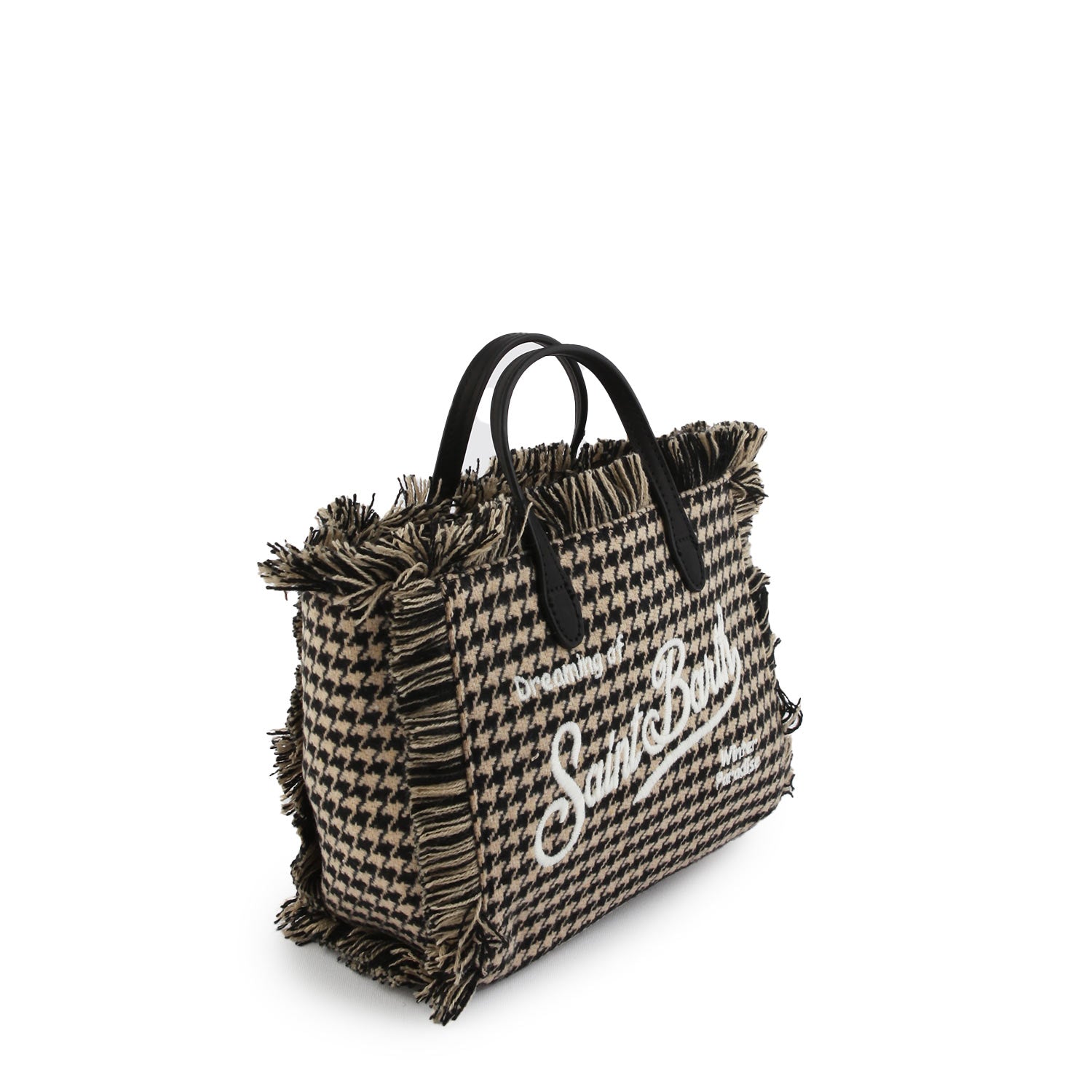 Borsa Vanity Mini Pied De Poule beige e nera - annameglio.com abbigliamento moda