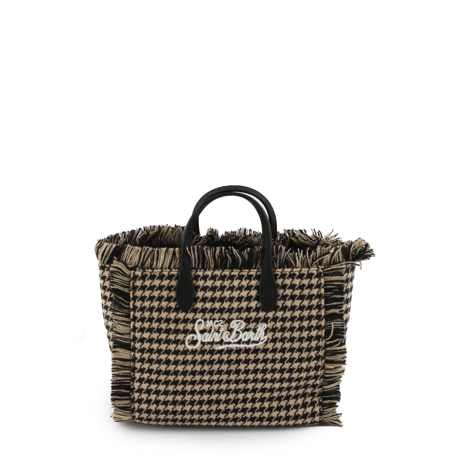 Borsa Vanity Mini Pied De Poule beige e nera - annameglio.com abbigliamento moda