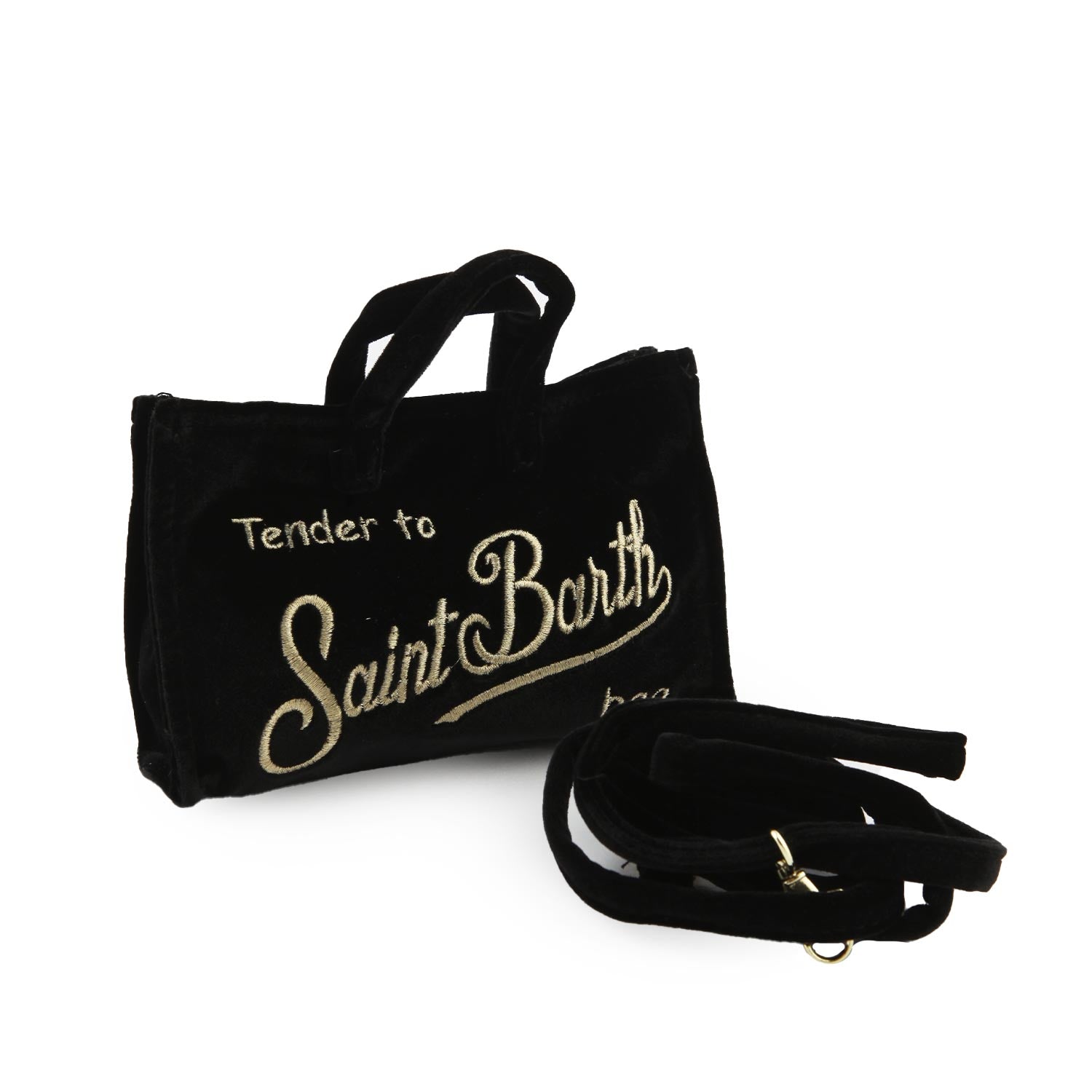 Borsettina portacellulare velvet nera e oro - annameglio.com abbigliamento moda