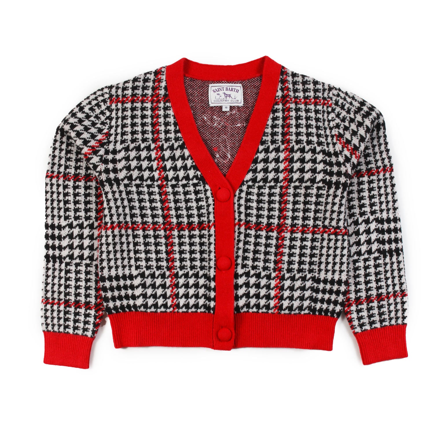 Cardigan MC2 Didy panna e nero con dettagli rossi - annameglio.com abbigliamento moda