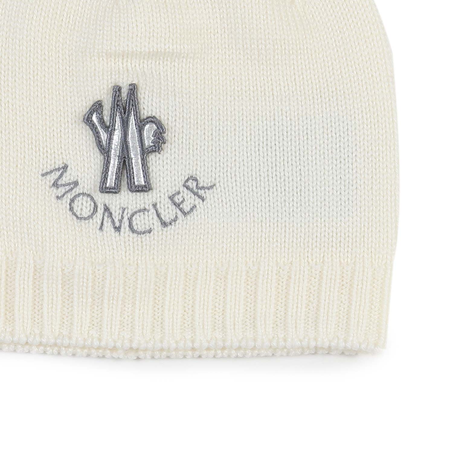 Berretto panna con logo Moncler grigio Baby - annameglio.com abbigliamento moda