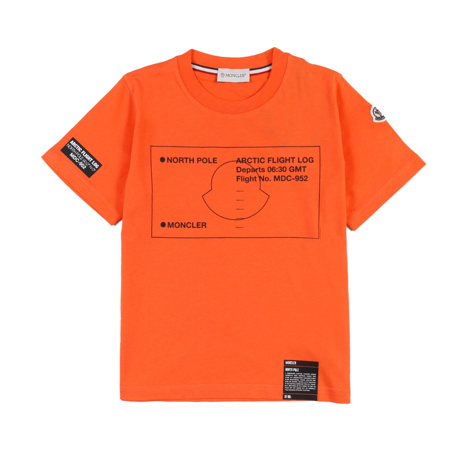 T-shirt Moncler arancione con stampa North Pole - annameglio.com abbigliamento moda