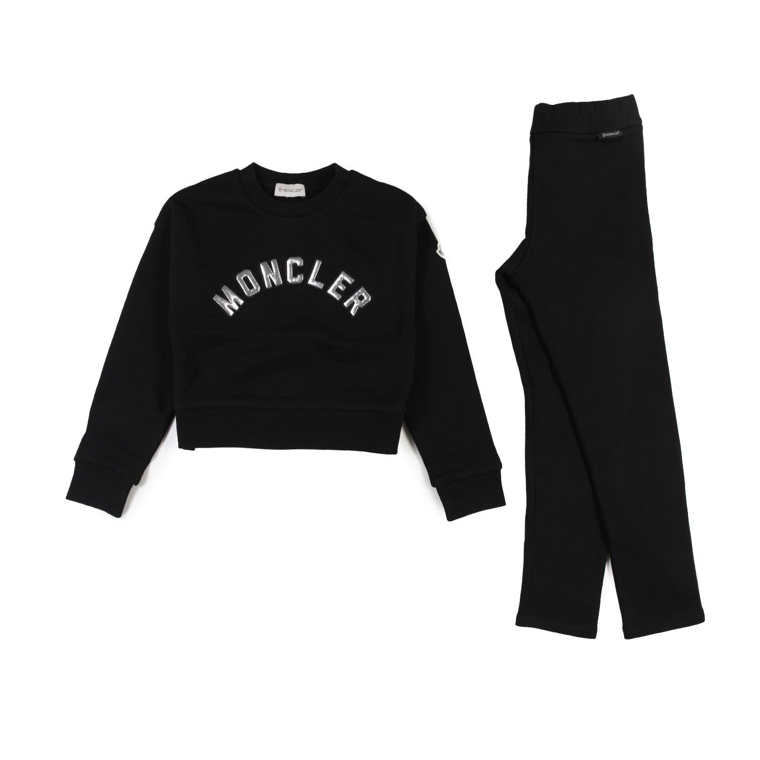 Tuta nera con logo Moncler argento Bambina - annameglio.com abbigliamento moda