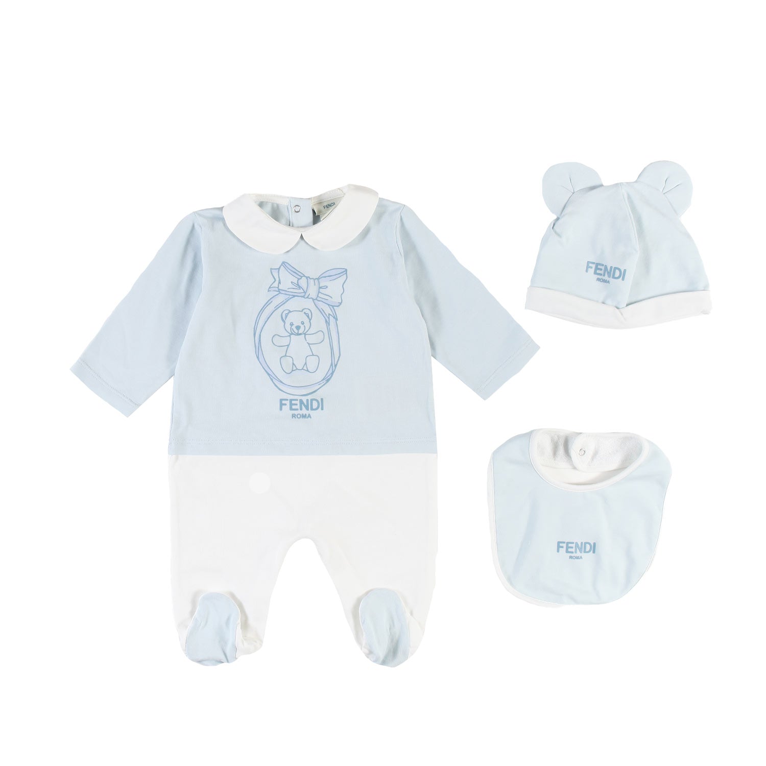 Set tutina Fendi celeste e panna neonato - annameglio.com abbigliamento moda