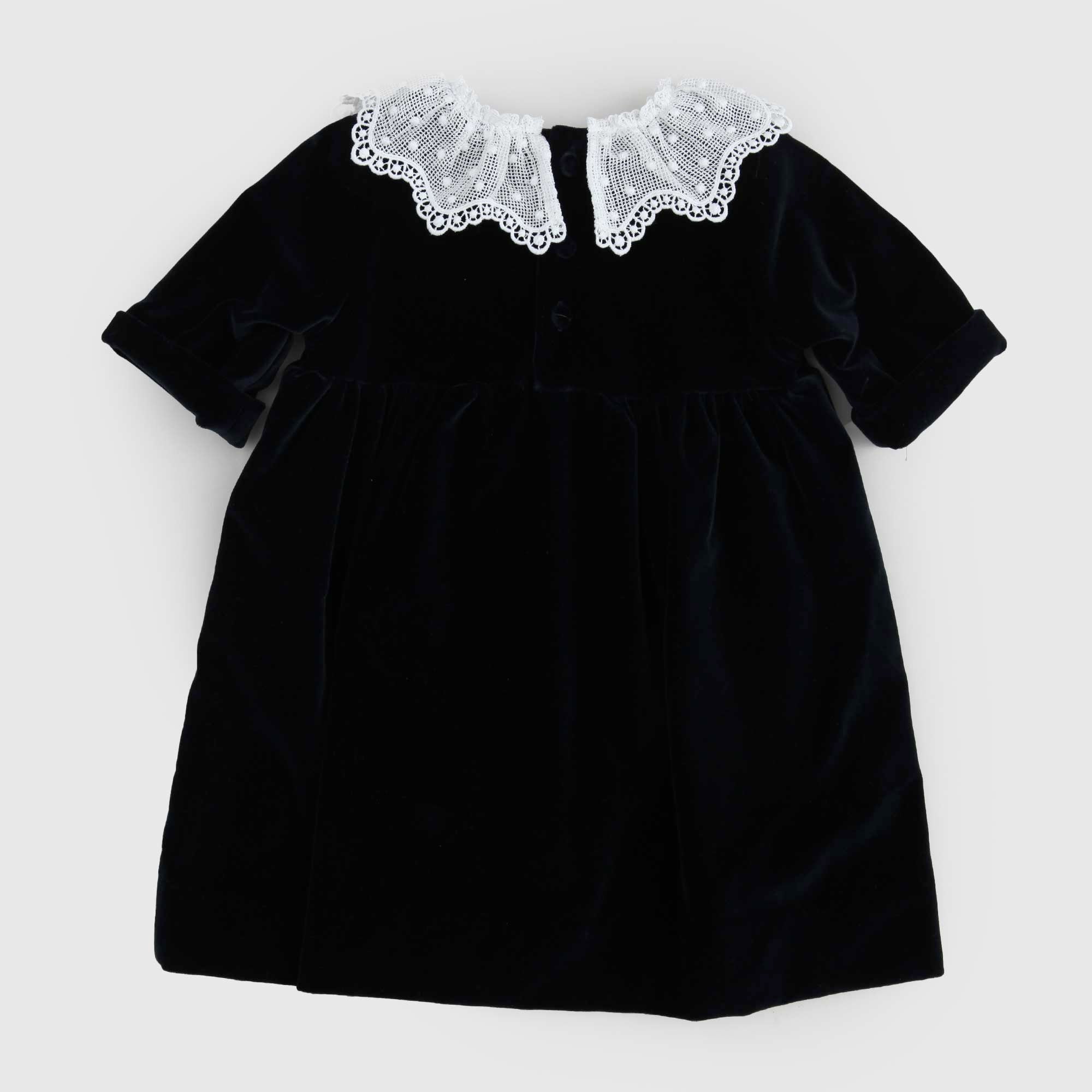 Abito bambina blu con collo macramè - annameglio.com abbigliamento moda