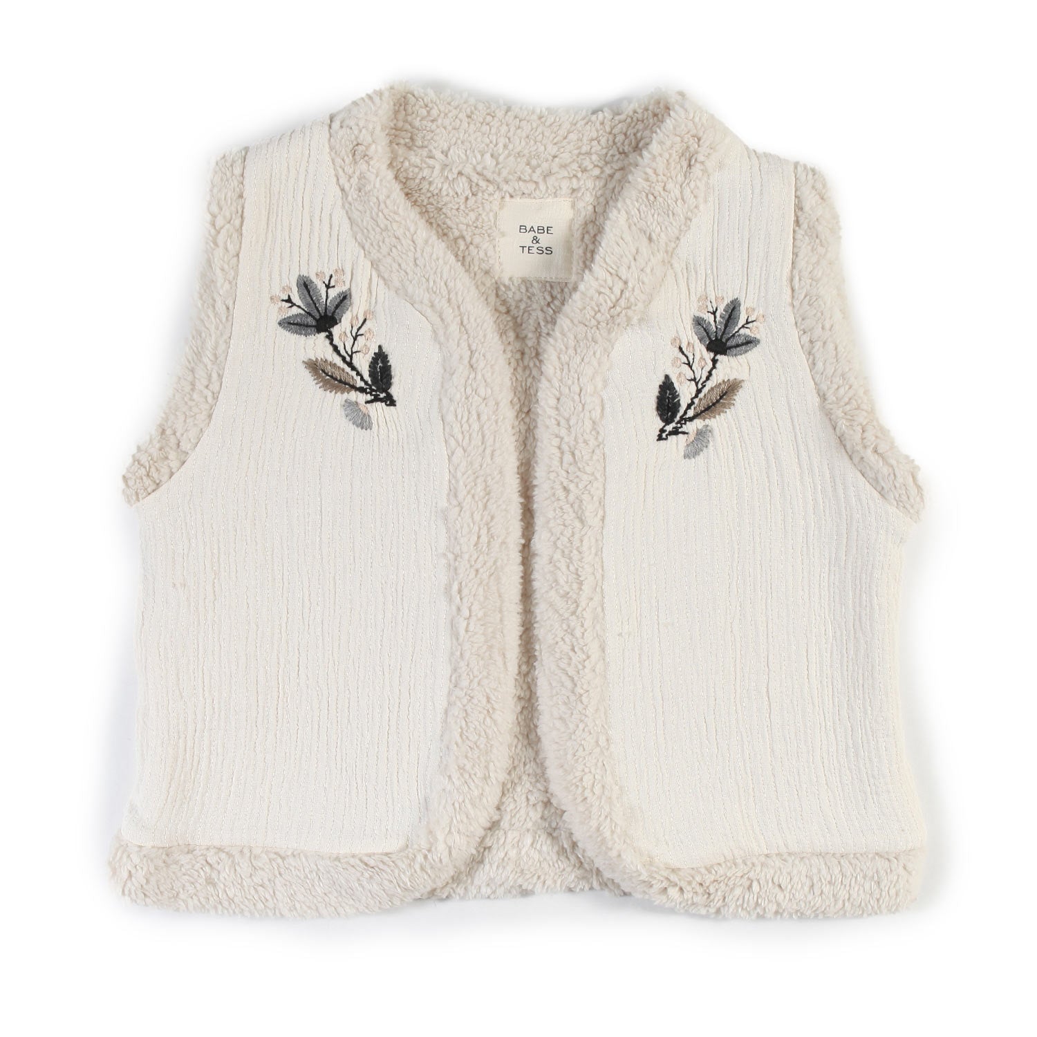 Gilet Babe and Tess ecru con fiori blu Bambina - annameglio.com abbigliamento moda