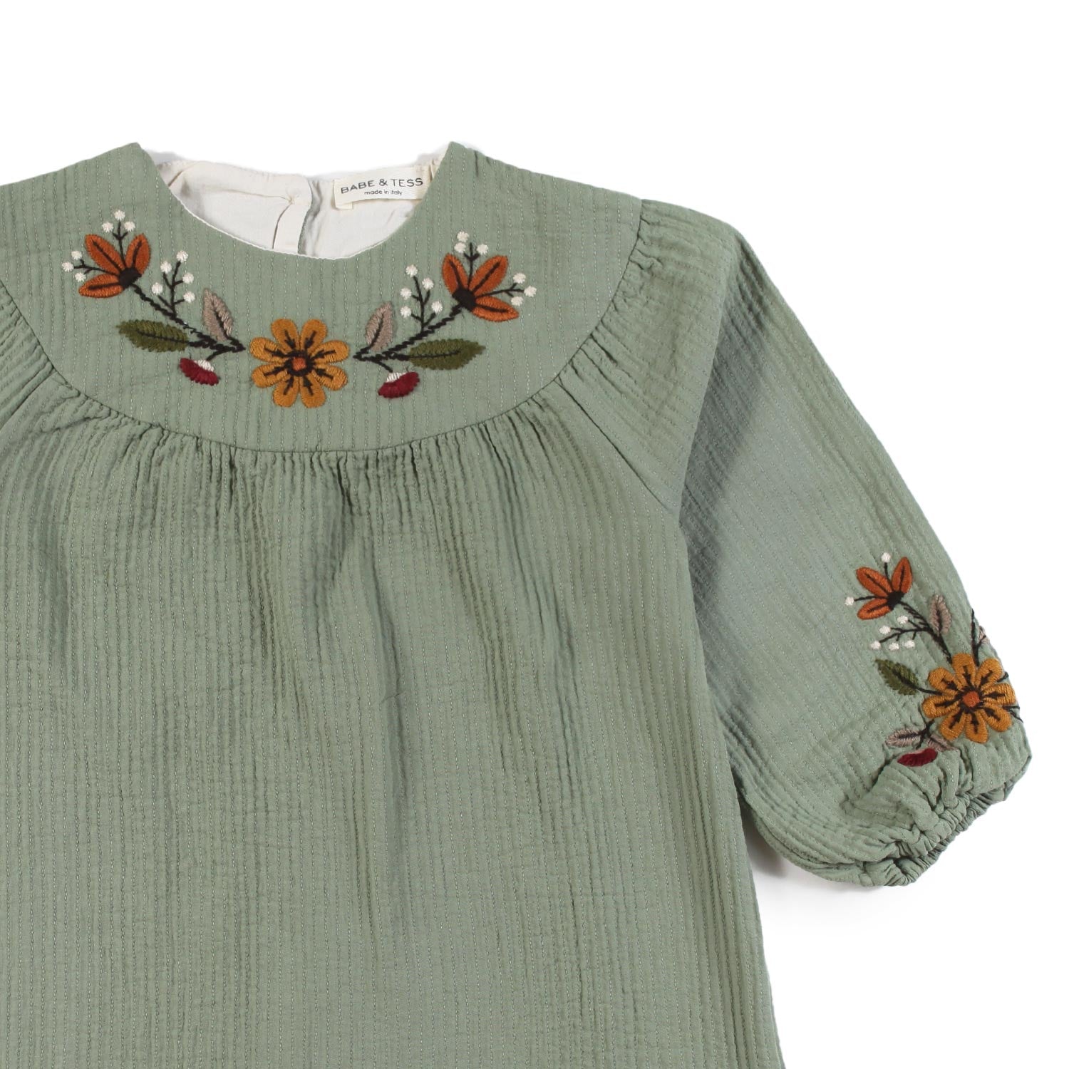 Abito mussola Babe and Tess verde salvia Bambina - annameglio.com abbigliamento moda