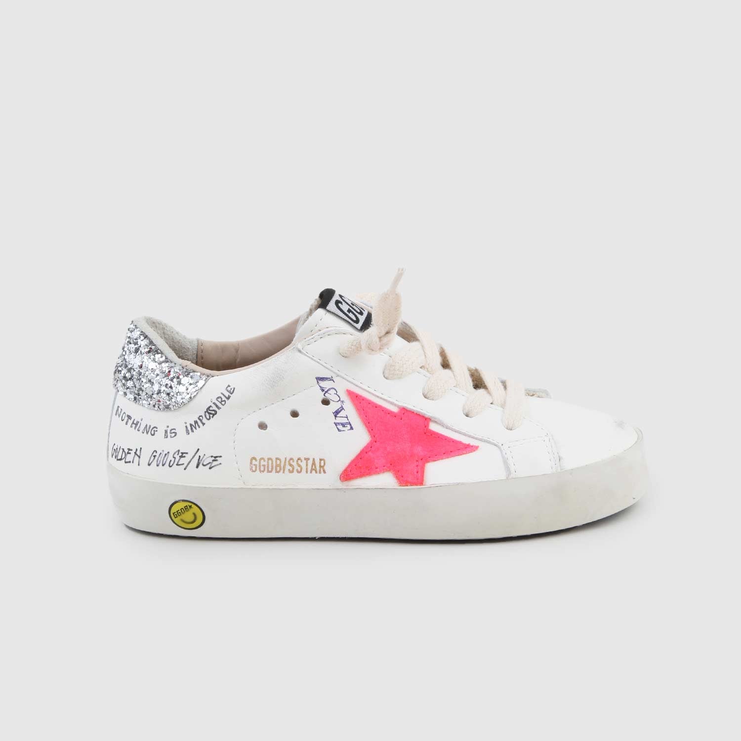 Sneaker Super Star bianca, rosa e glitter bambina - annameglio.com abbigliamento moda