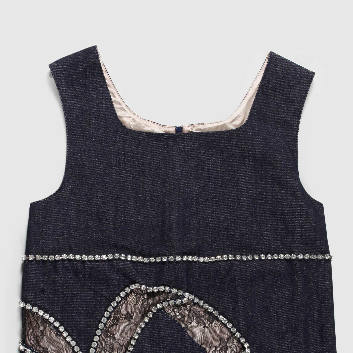 abito in jeans e fiocco in pizzo ragazza - annameglio.com abbigliamento moda