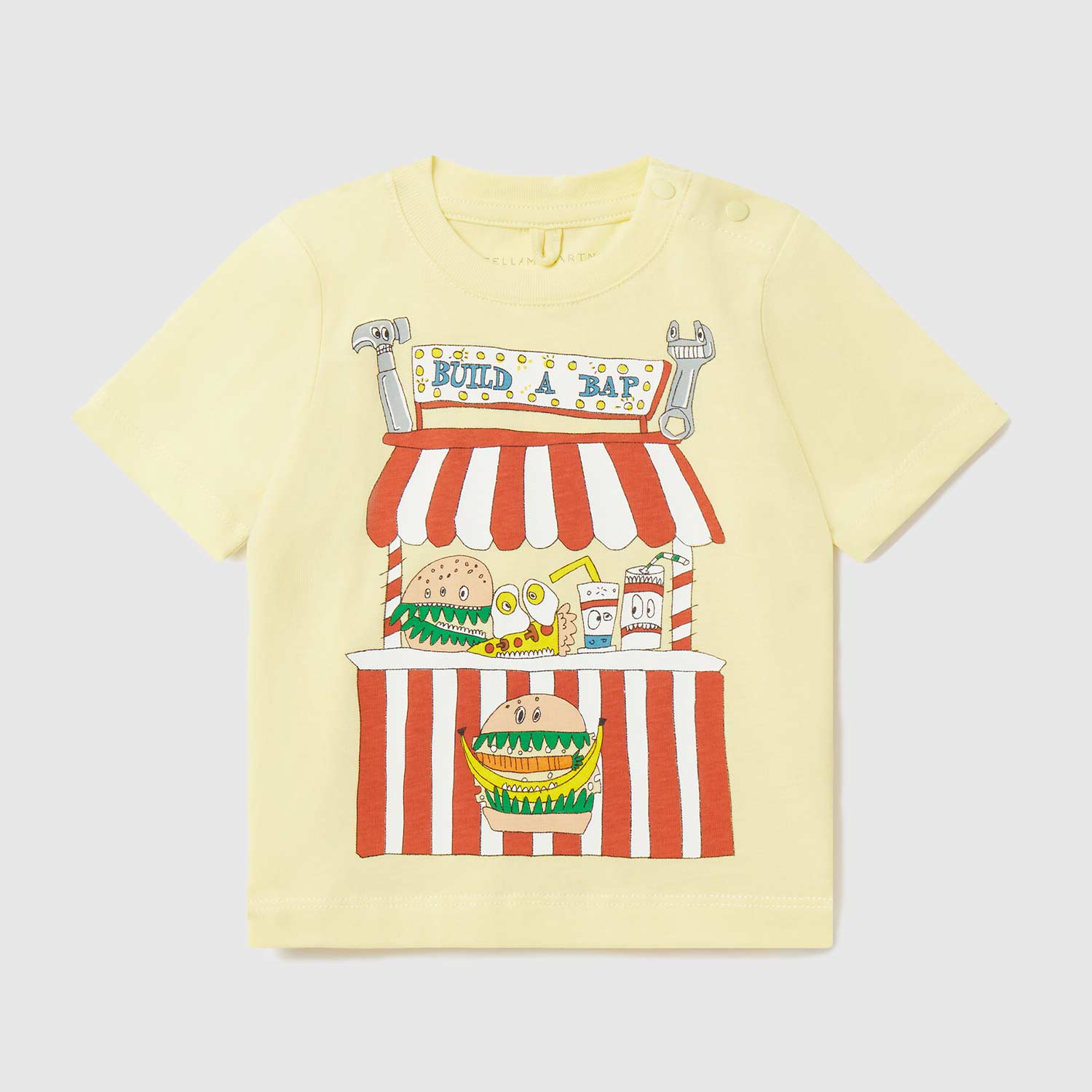 t-shirt gialla con stampa chiosco neonato - annameglio.com abbigliamento moda