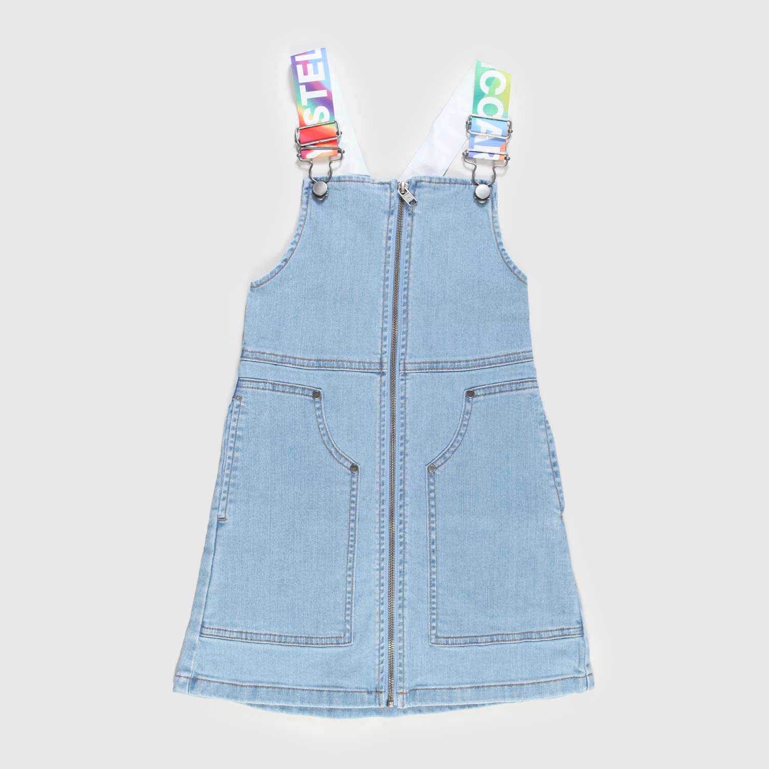 vestito in denim con bretelle rainbow bambina - annameglio.com abbigliamento moda