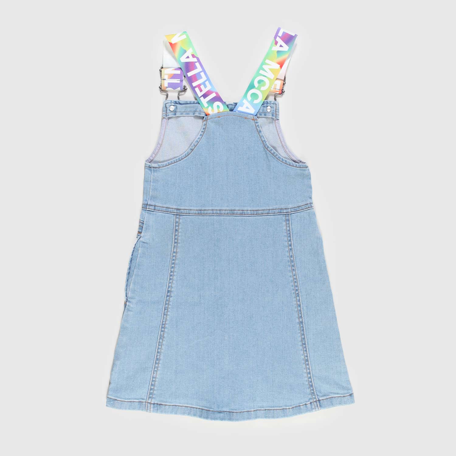 vestito in denim con bretelle rainbow bambina - annameglio.com abbigliamento moda