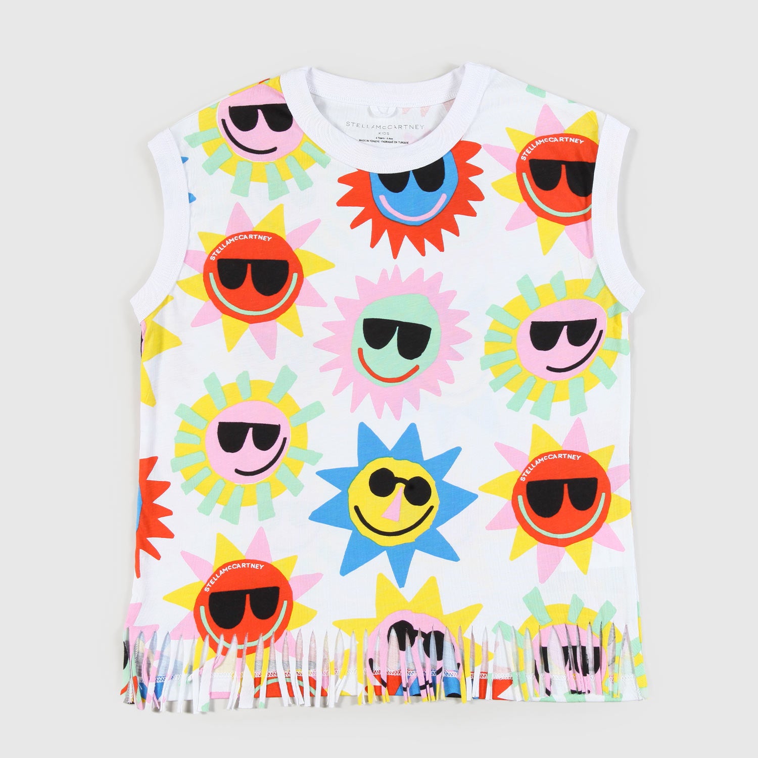 t-shirt canotta bianca con sole ragazza - annameglio.com abbigliamento moda