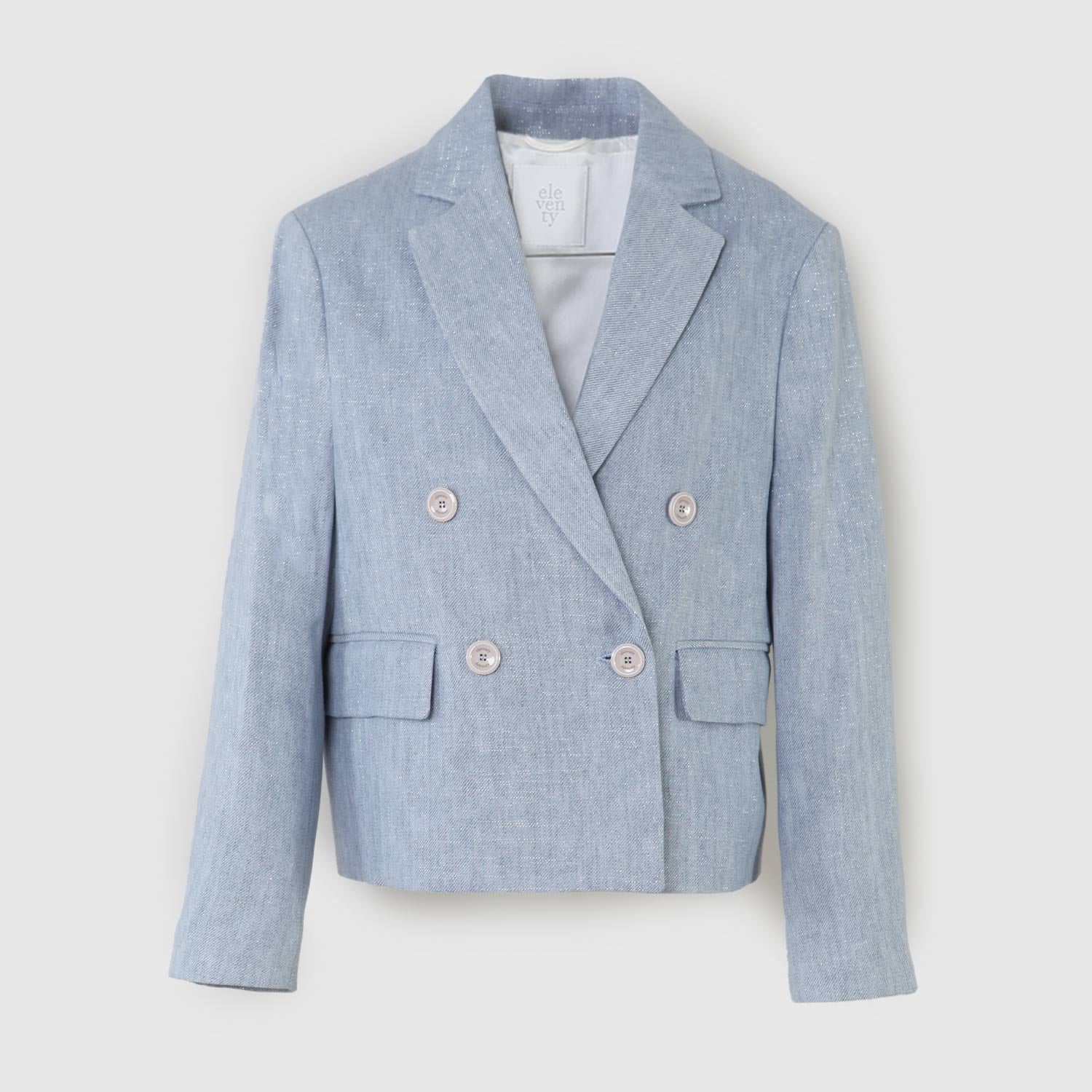 giacca celeste con punti luce argento ragazza - annameglio.com abbigliamento moda