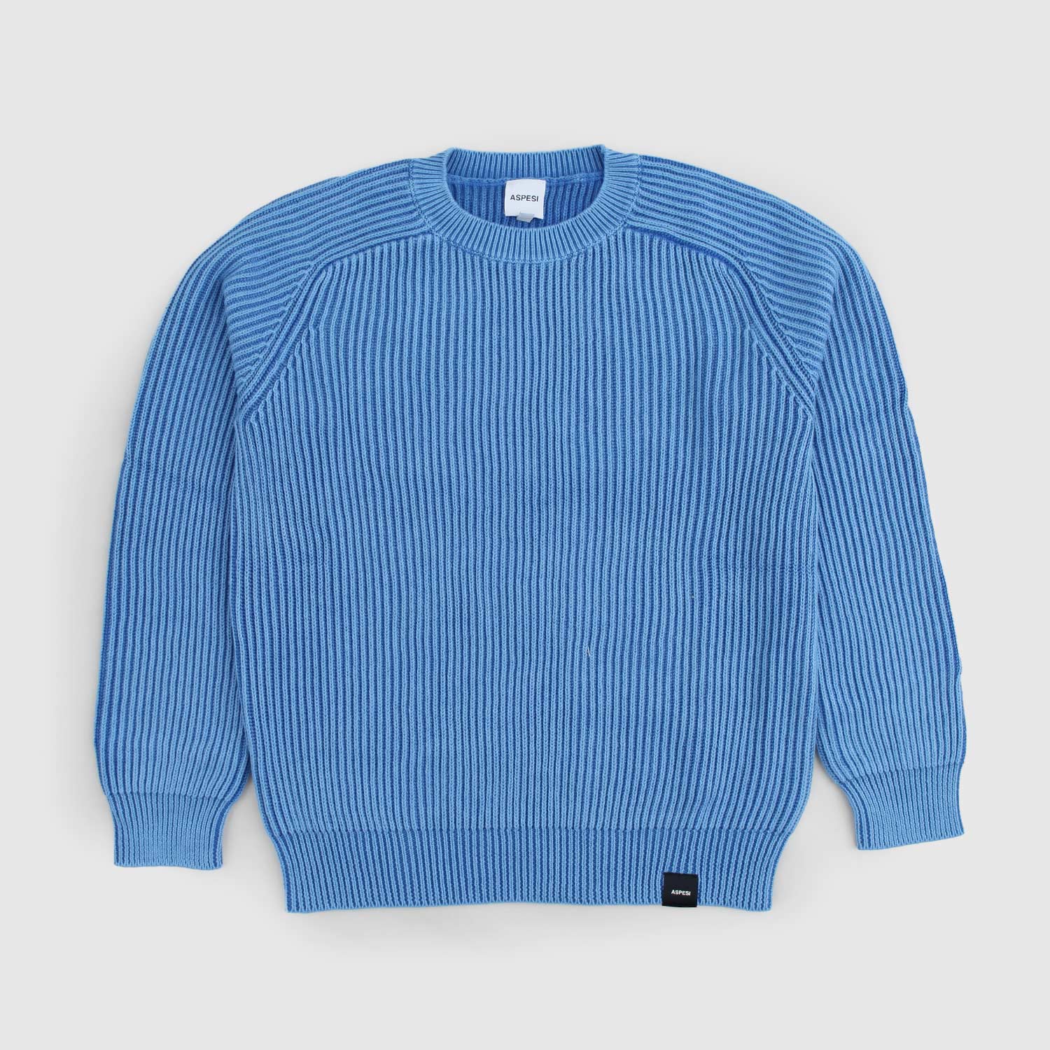 Maglia girocollo tricot a costine azzurra - annameglio.com abbigliamento moda