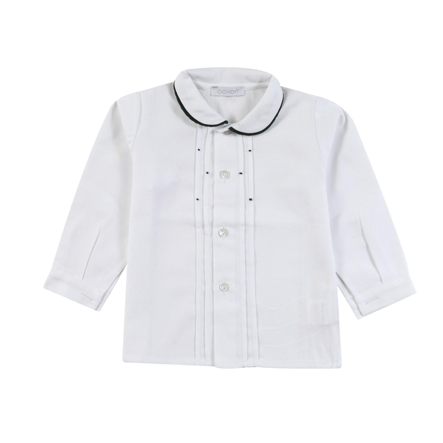 Camicia piquet Colibri bianca con pois verdi Bimbo - annameglio.com abbigliamento moda