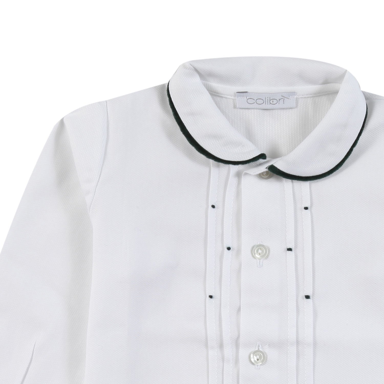 Camicia piquet Colibri bianca con pois verdi Bimbo - annameglio.com abbigliamento moda
