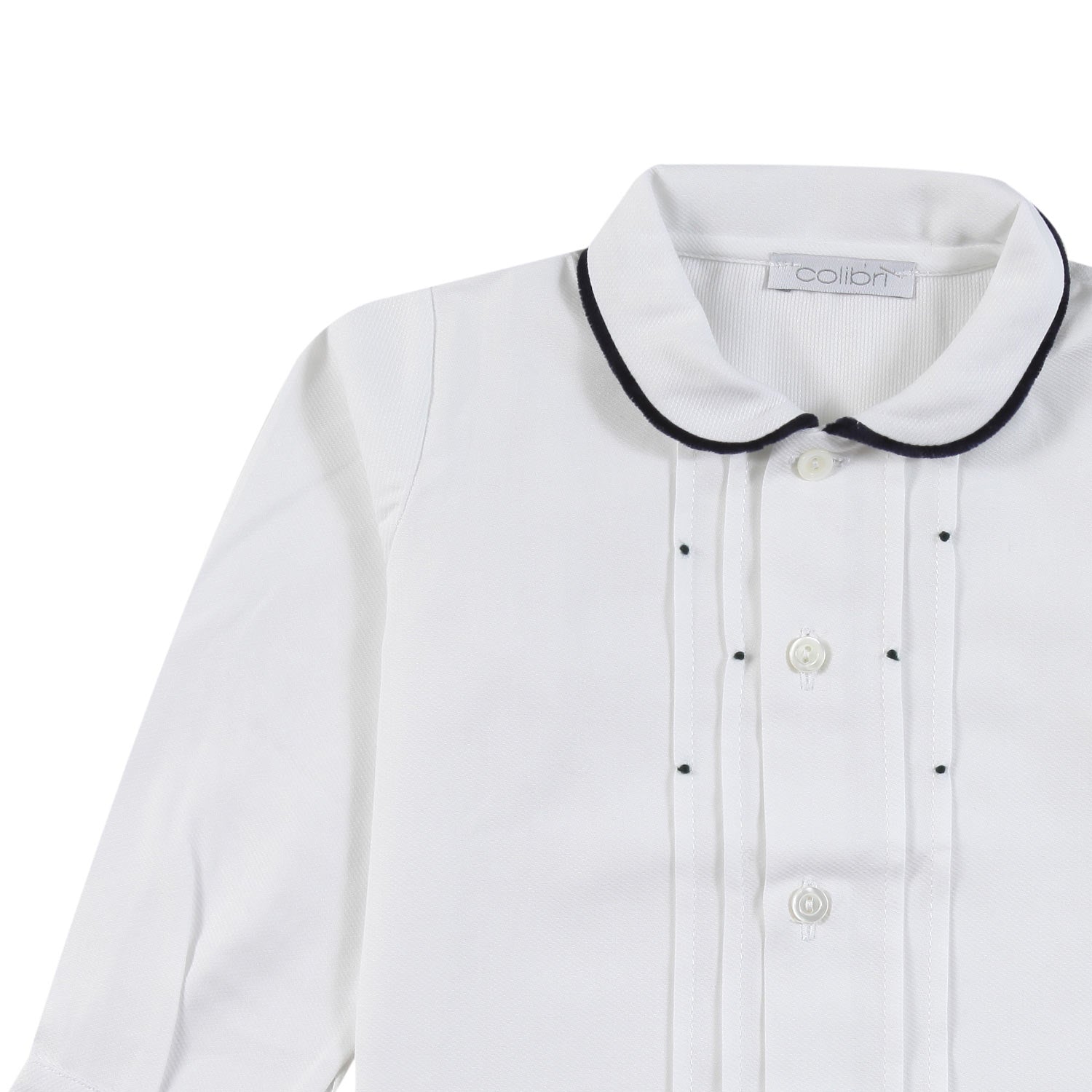 Camicia piquet Colibri bianca con pois blu Bimbo - annameglio.com abbigliamento moda