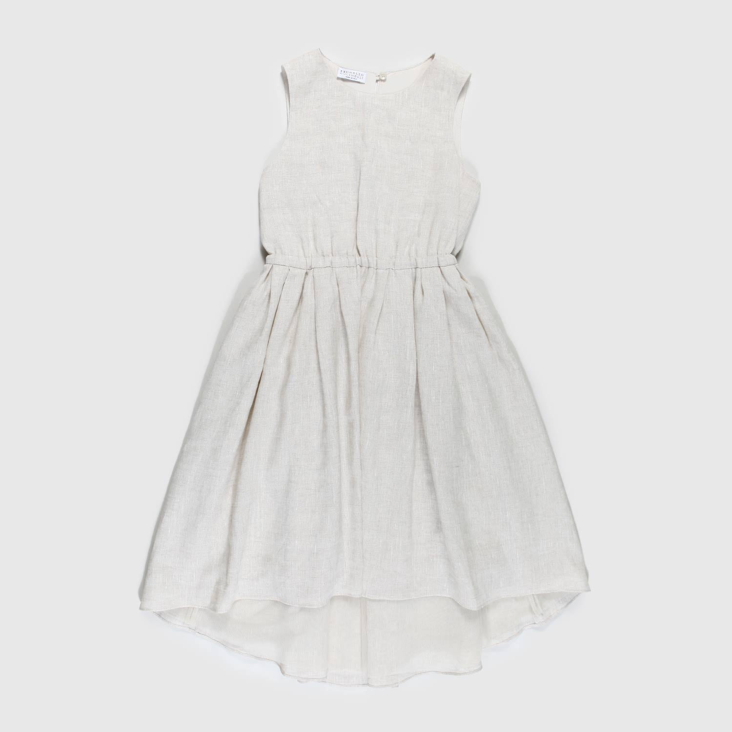 vestito smanicato beige in lino - annameglio.com abbigliamento moda