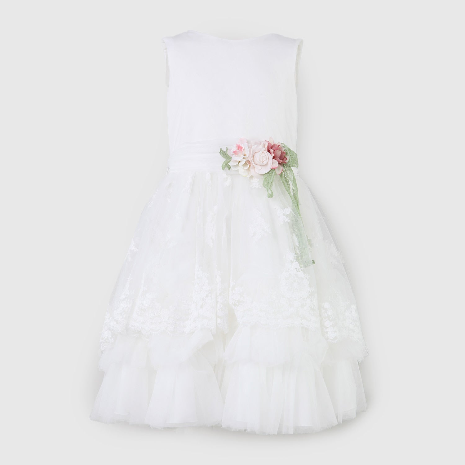 abito bianco in tulle e spilla con pizzo verde - annameglio.com abbigliamento moda