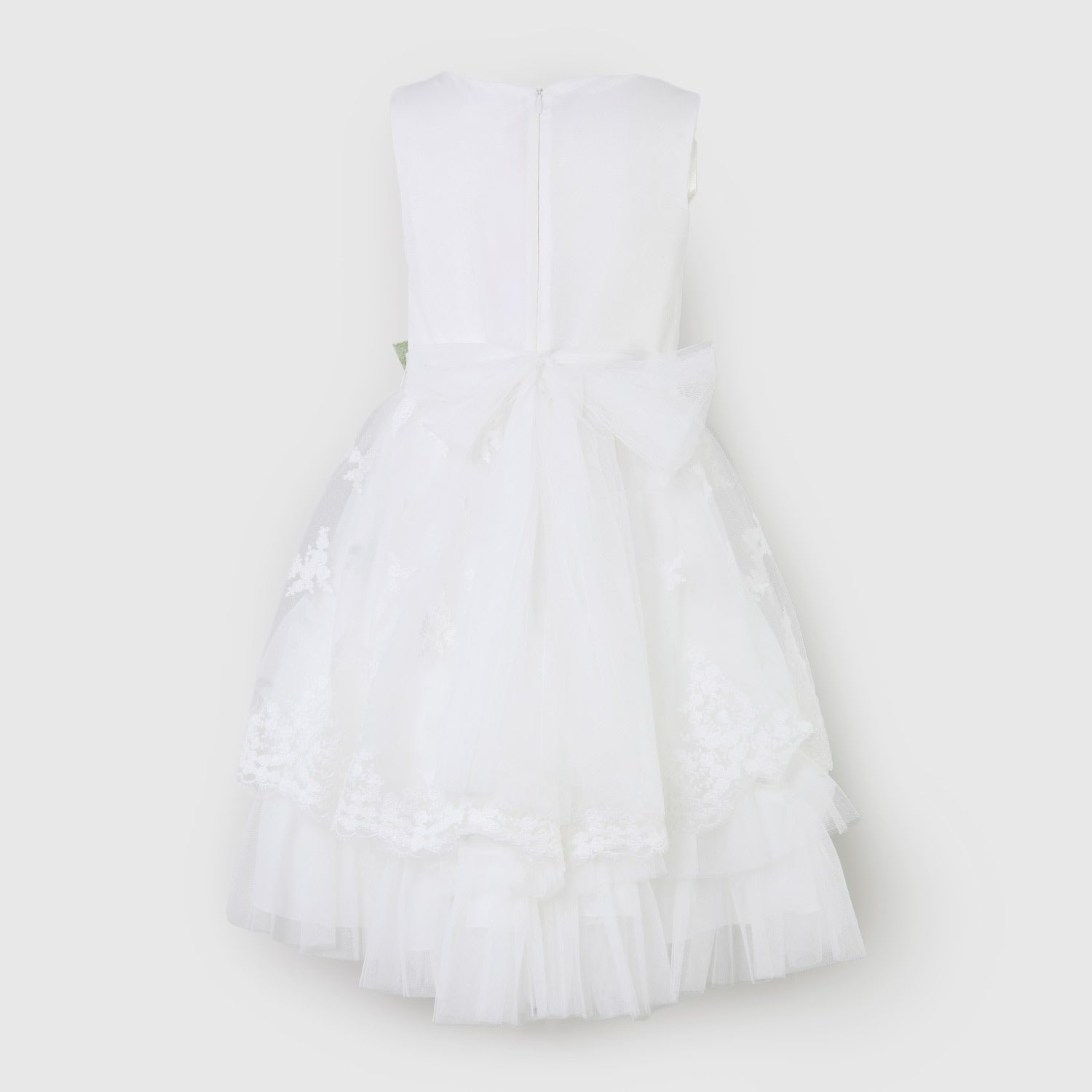 abito bianco in tulle e spilla con pizzo verde - annameglio.com abbigliamento moda