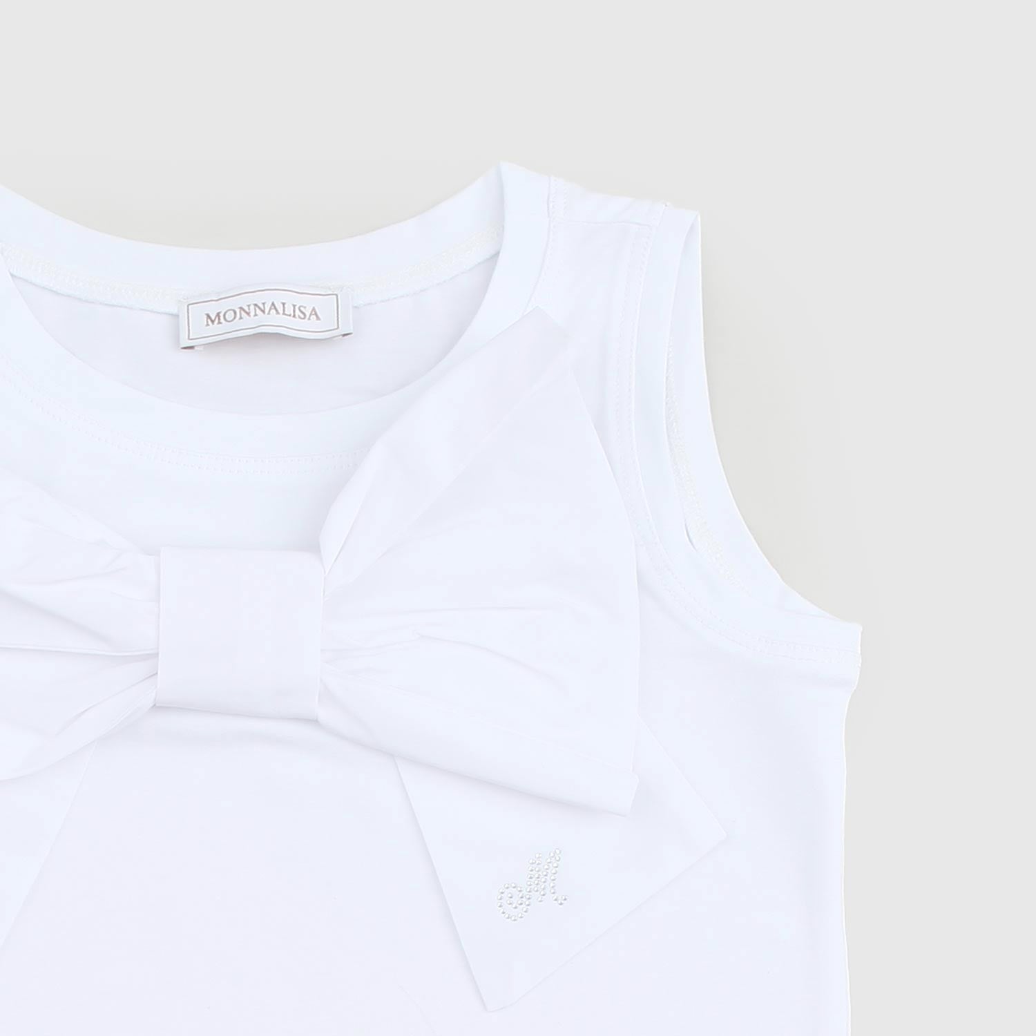 t-shirt smanicata bianca fiocco bambina - annameglio.com abbigliamento moda