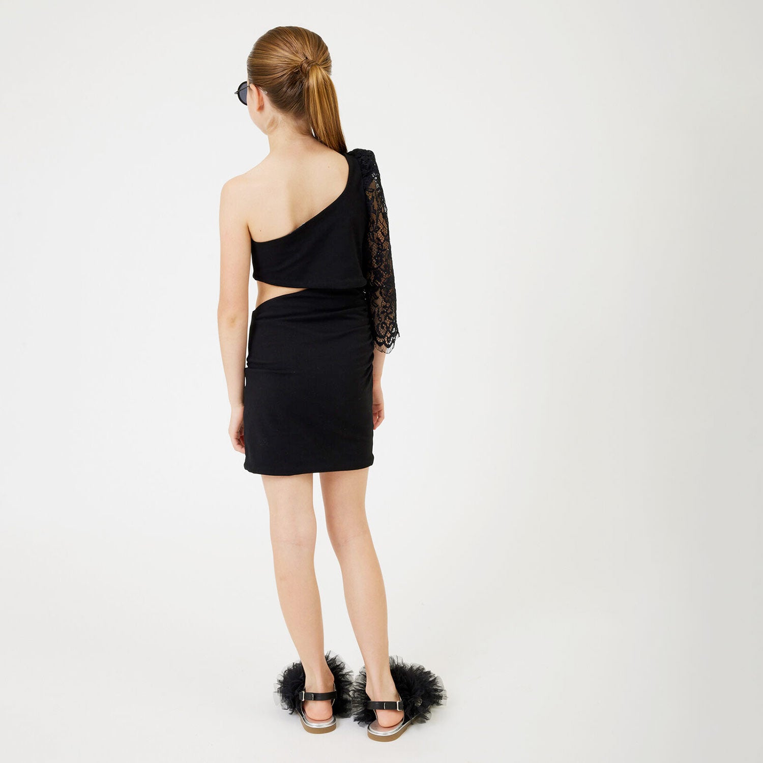 abito tubino nero monospalla in pizzo - annameglio.com abbigliamento moda