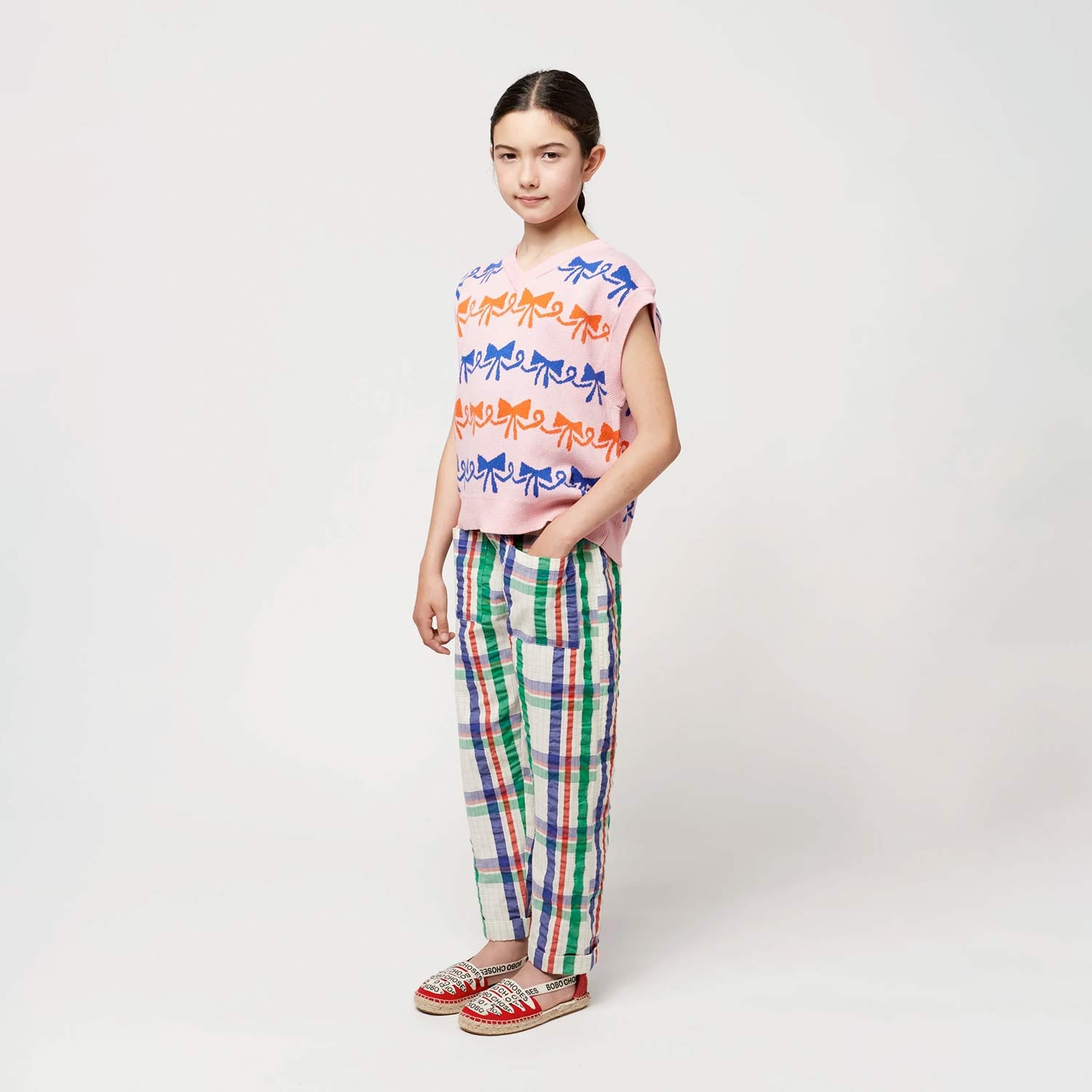 pantalone beige a quadri - annameglio.com abbigliamento moda