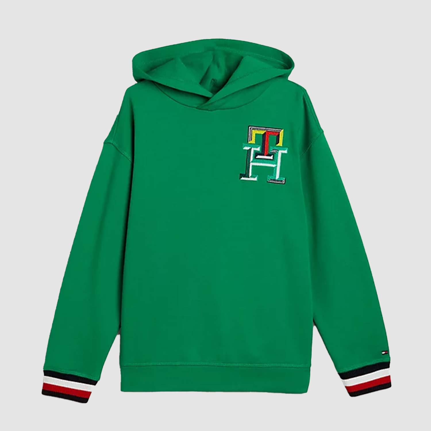 Felpa Verde con cappuccio logo multicolor - annameglio.com abbigliamento moda