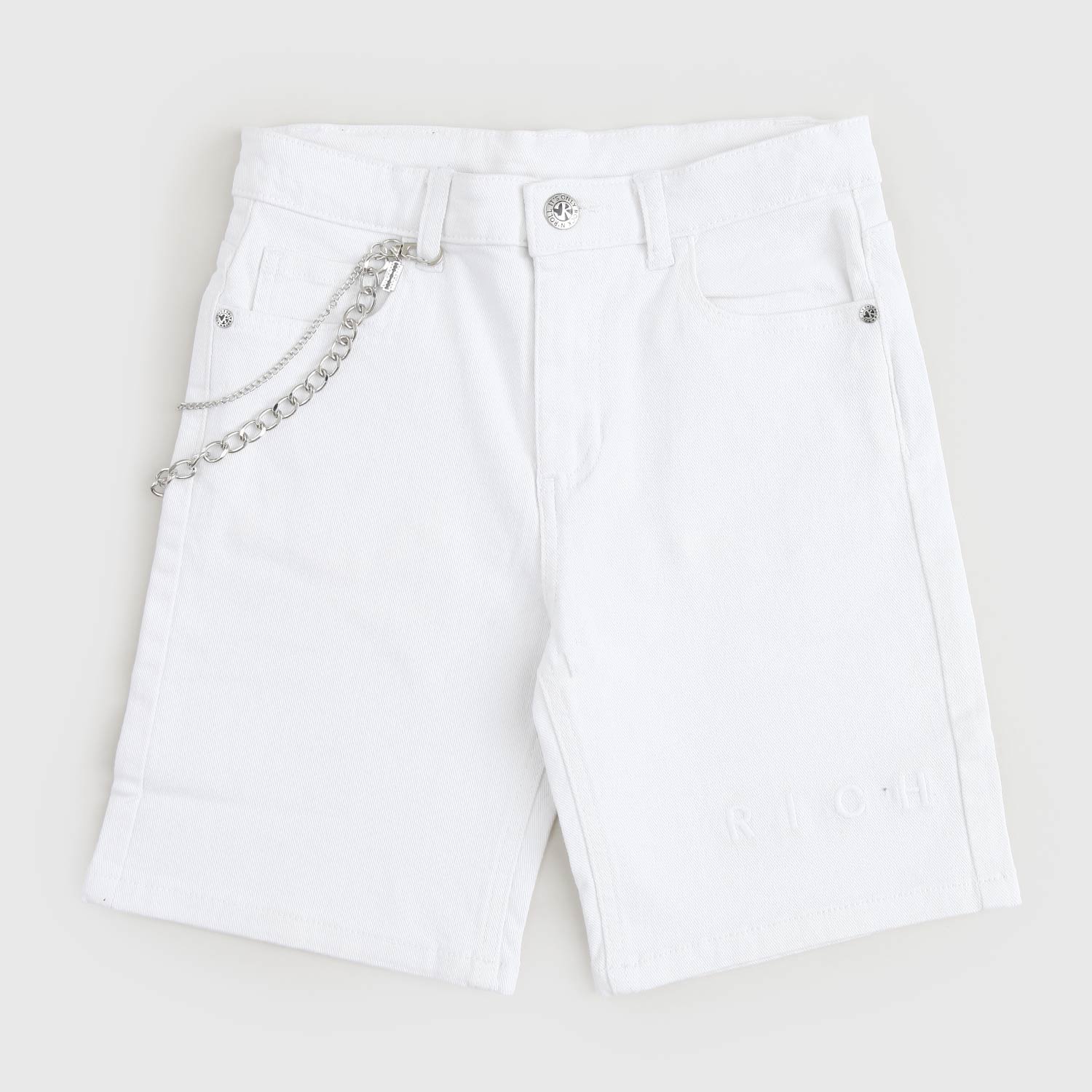 Bermuda in denim bianco elasticizzato - annameglio.com abbigliamento moda