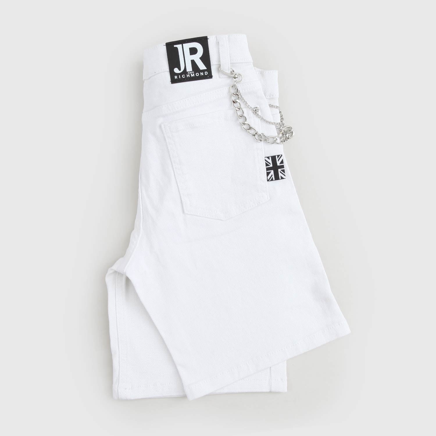 Bermuda in denim bianco elasticizzato - annameglio.com abbigliamento moda