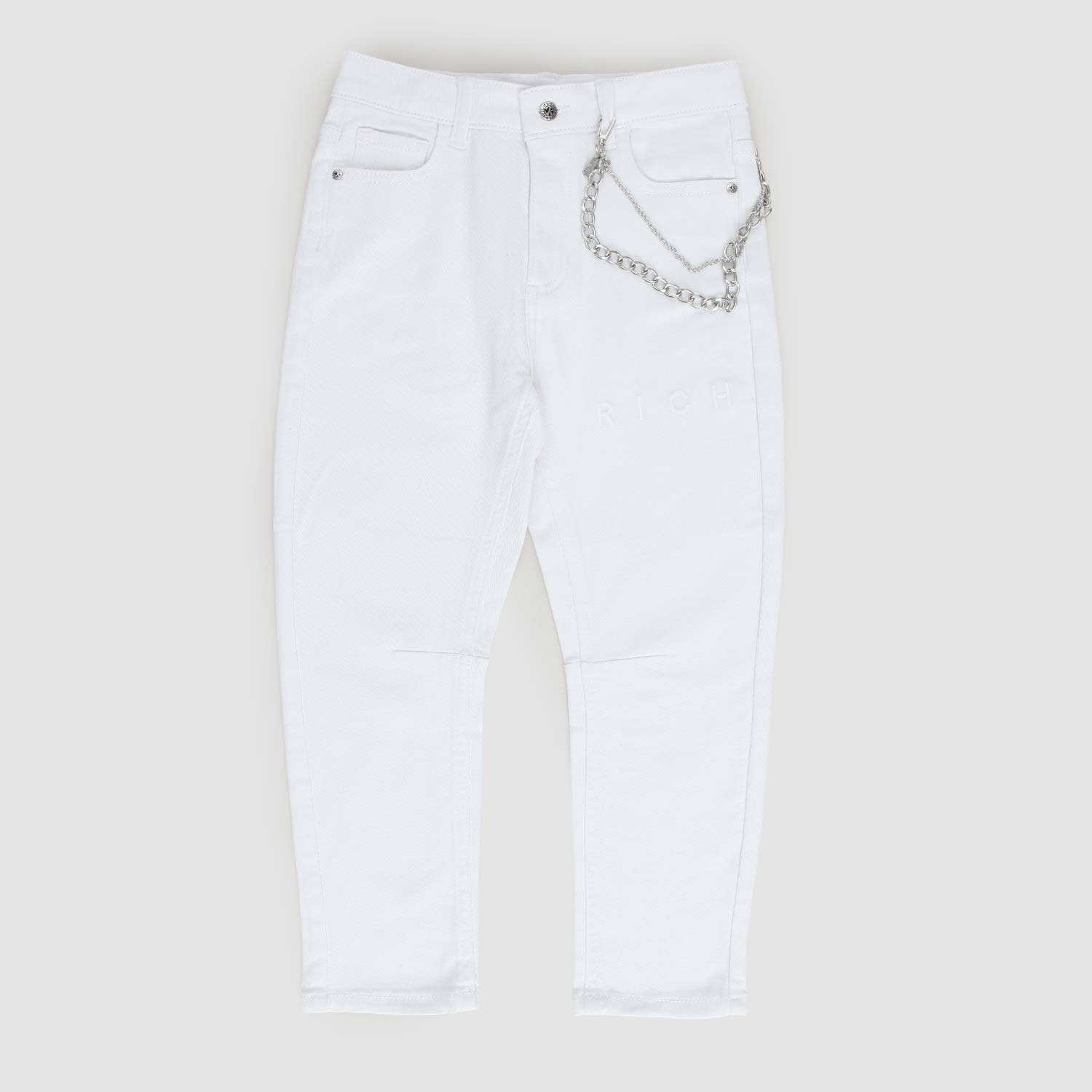 Jeans bianco con catena - annameglio.com abbigliamento moda