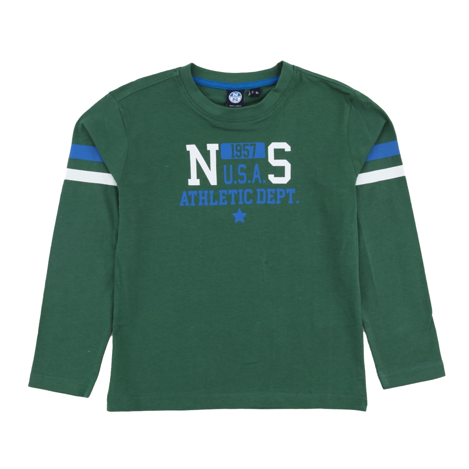 Maglia bambino verde con dettagli blu e bianchi - annameglio.com abbigliamento moda