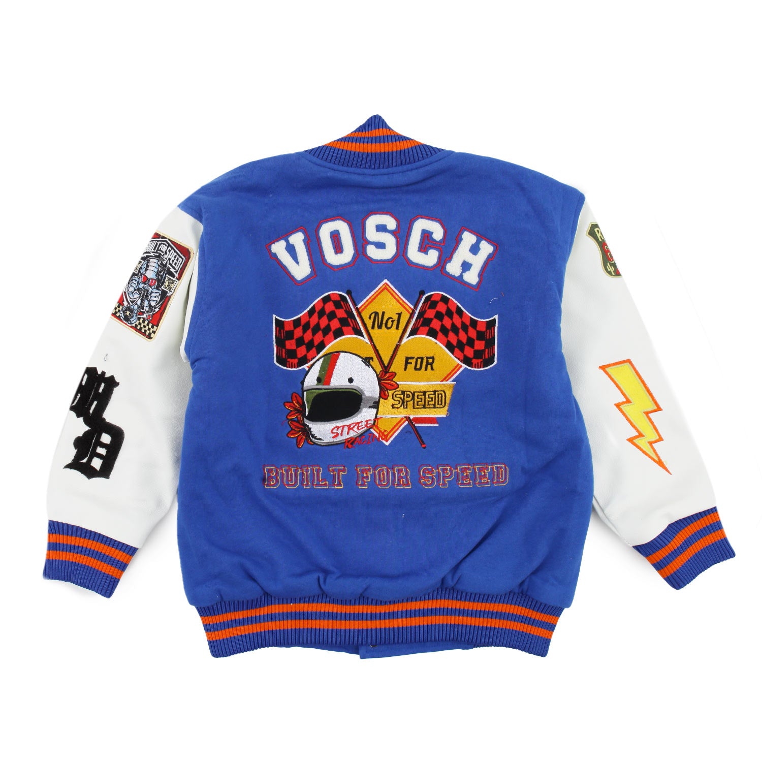 Bomber azzurro per bambino con toppe Racer - annameglio.com abbigliamento moda