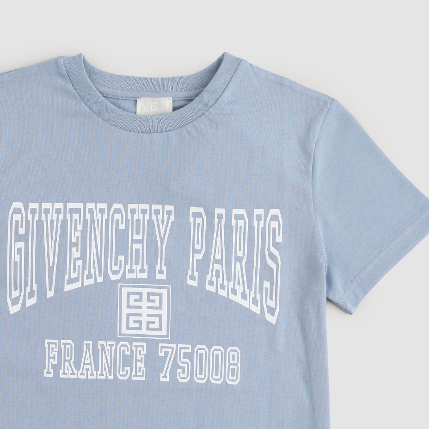 maglietta celeste con stampa bianca ragazzo - annameglio.com abbigliamento moda