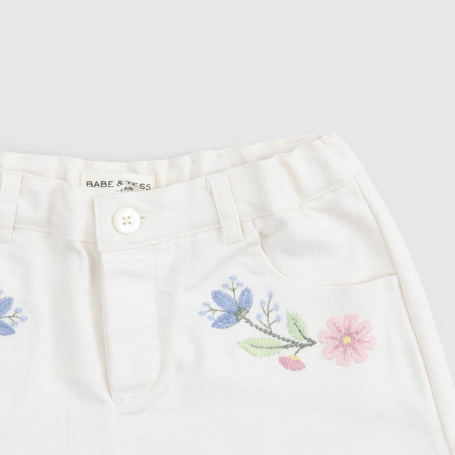 pantaloncino beige con ricamo ragazza - annameglio.com abbigliamento moda