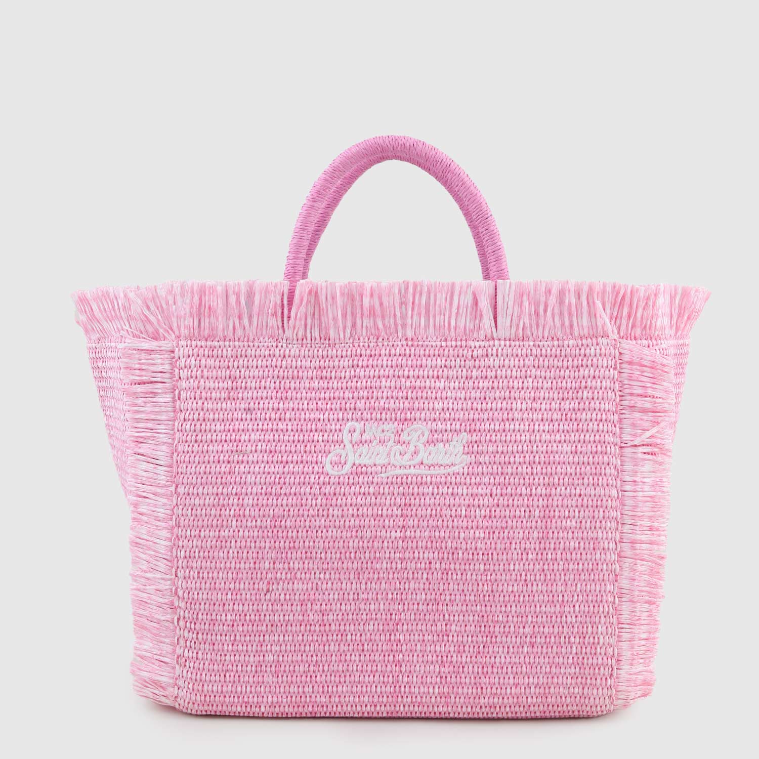 Borsa a mano Colette in paglia rosa con ricami - annameglio.com abbigliamento moda