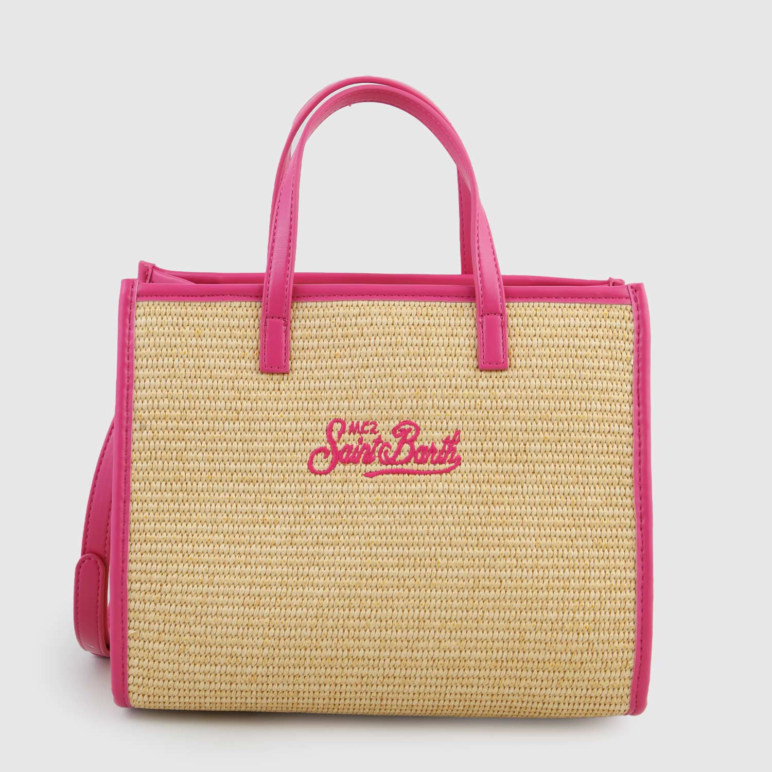 Borsa Vivian In Paglia e Ricamo Fucsia - annameglio.com abbigliamento moda