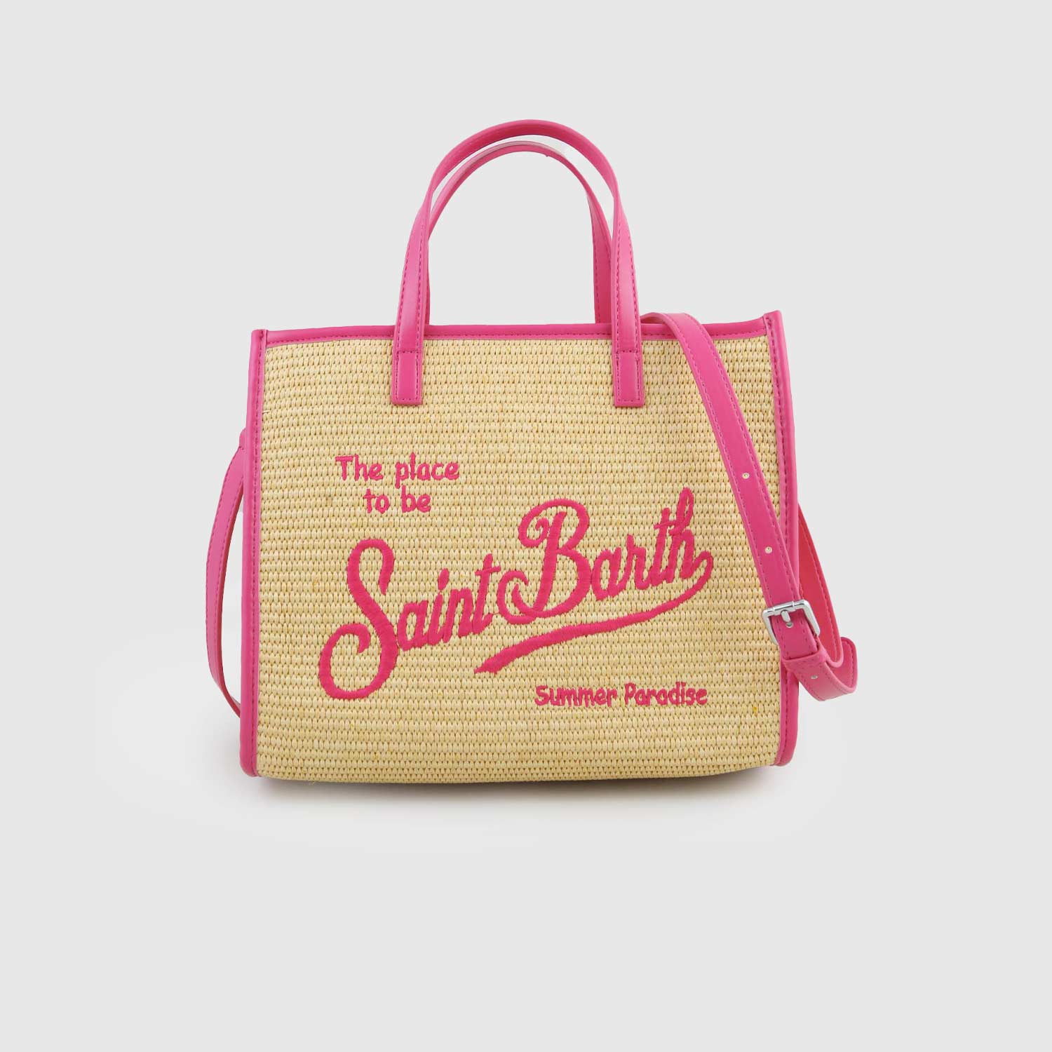 Borsa Mini In Paglia e Ricamo Fucsia - annameglio.com abbigliamento moda