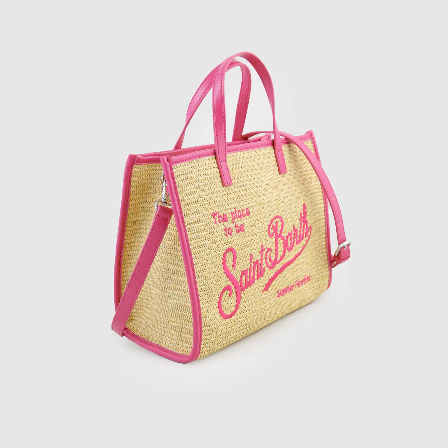 Borsa Mini In Paglia e Ricamo Fucsia - annameglio.com abbigliamento moda