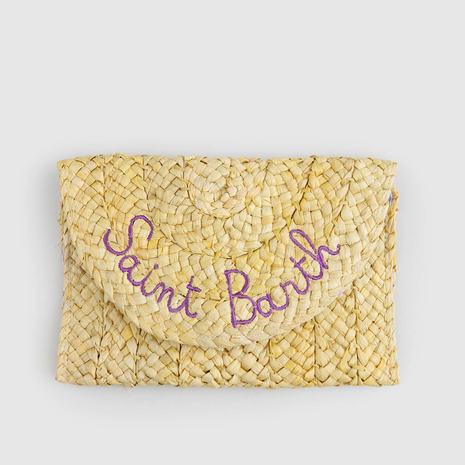 Pochette di paglia e ricamo viola - annameglio.com abbigliamento moda