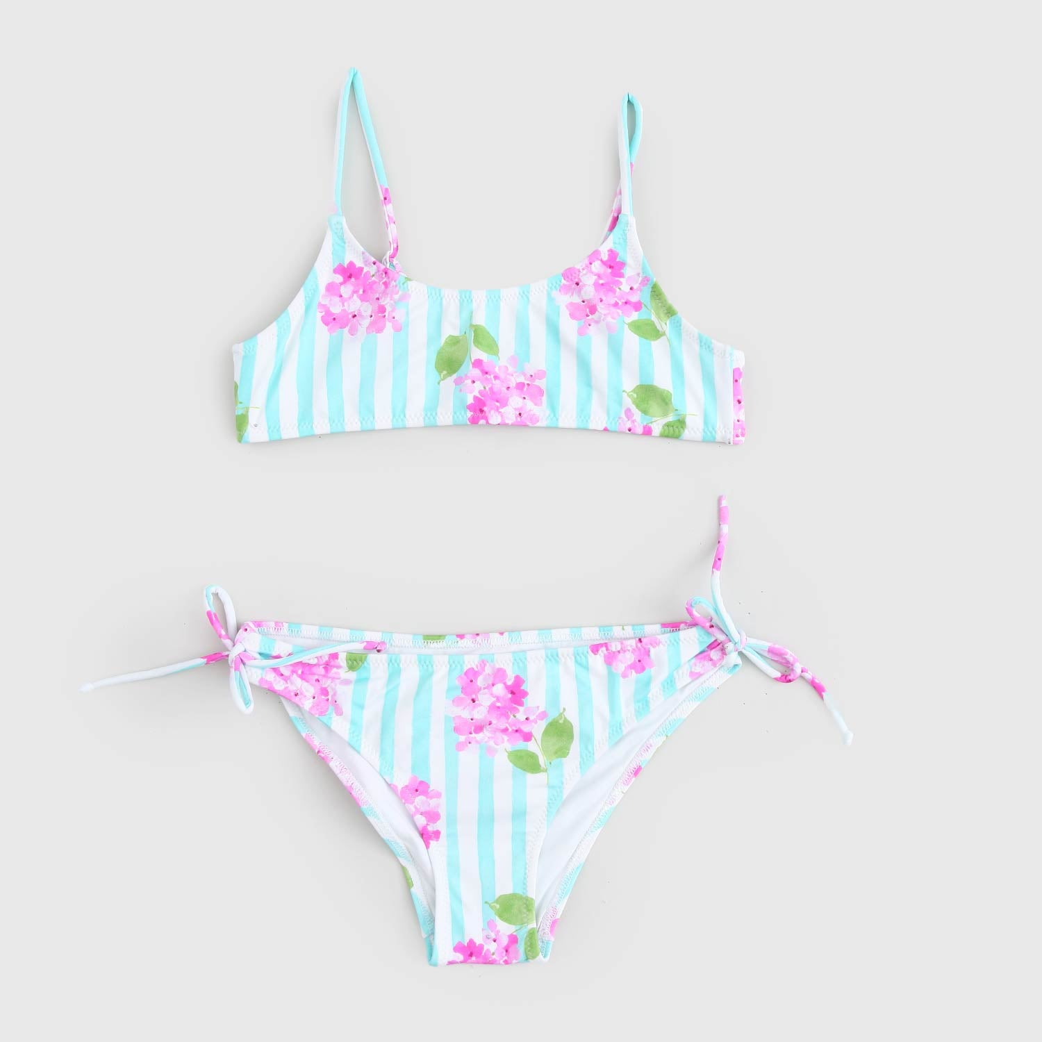 costume due pezzi righe celesti fiori - annameglio.com abbigliamento moda