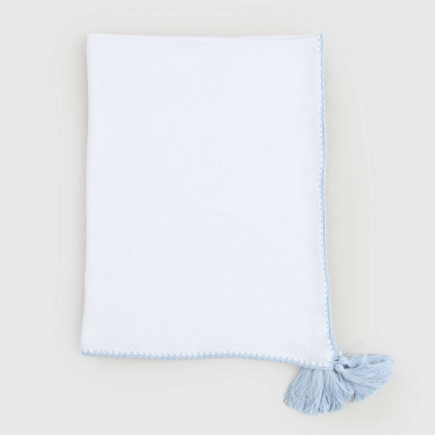 Copertina bianca con bordo celeste neonato - annameglio.com abbigliamento moda