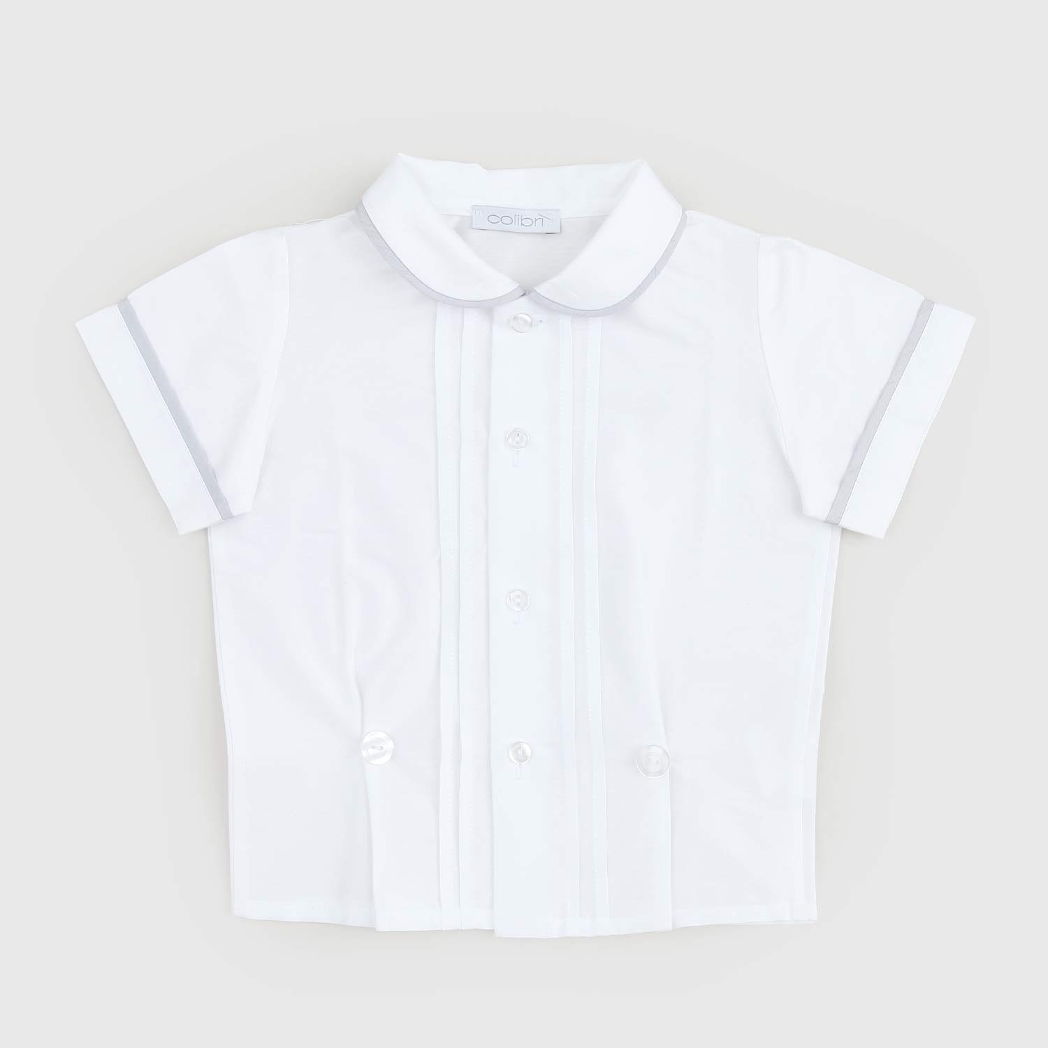 camicia bianca dettagli grigi neonato - annameglio.com abbigliamento moda