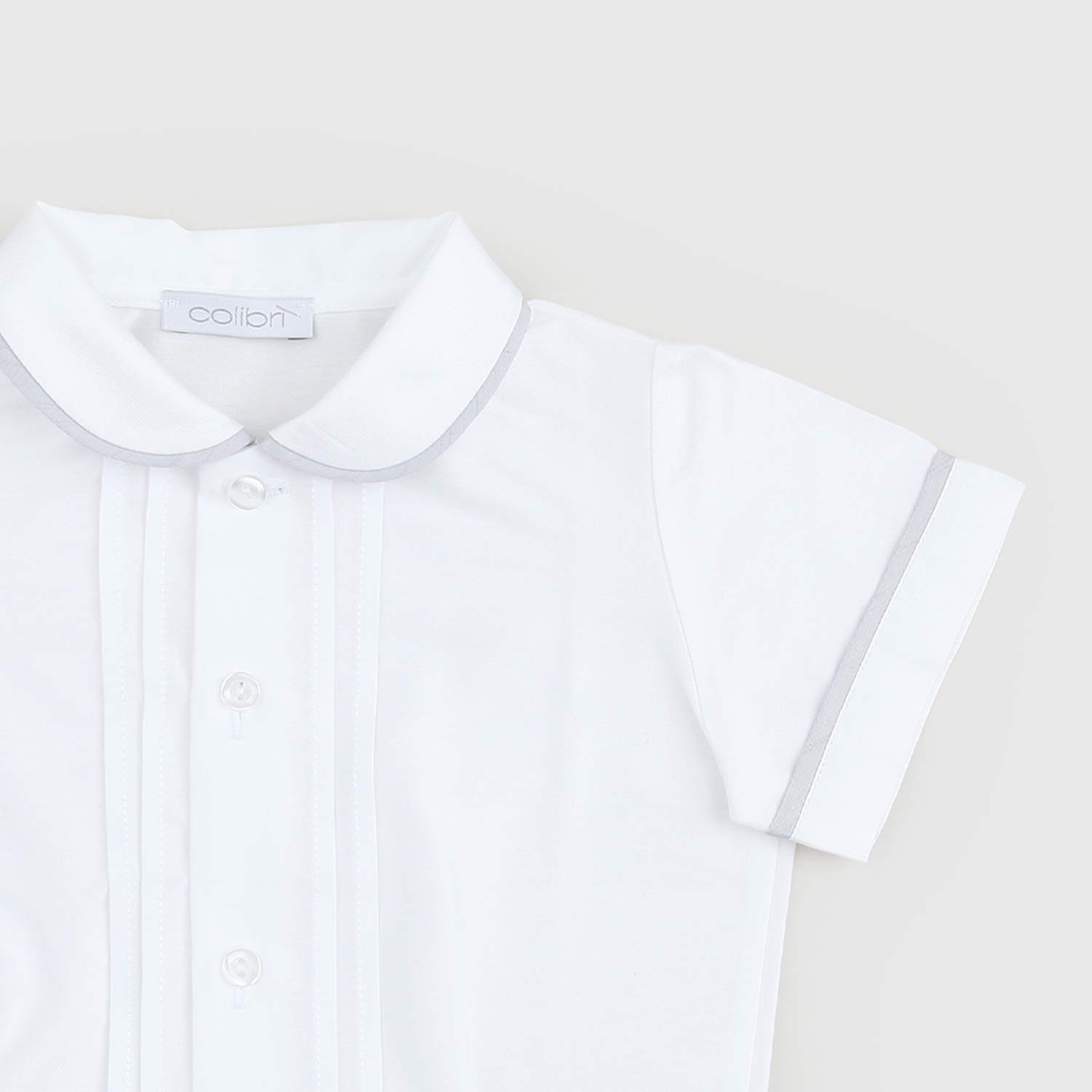 camicia bianca dettagli grigi neonato - annameglio.com abbigliamento moda